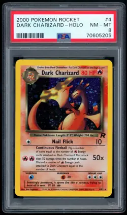 2000 Pokemon Team Rocket #4 Dark Charizard Holo PSA 8 NM-MT - Image 1
