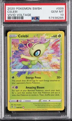 2020 POKEMON SWORD & SHIELD VIVID VOLTAGE #009 CELEBI PSA 10 - Image 1