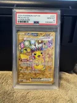Pokemon TCG Pikachu EX Surging Sparks Holo Hyper Rare Gold 247/191 PSA 10 - Image 1