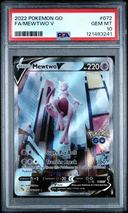 2022 POKEMON GO #072 FULL ART/MEWTWO V PSA 10 - Image 1