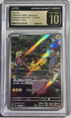 CGC Pristine 10 Pikachu 173/165 - Sv2a 151 Japanese AR Pokemon Card DMG - Image 1