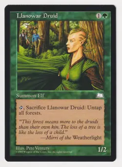 Crimped Llanowar Druid LP Weatherlight 1997 MTG Magic Factory Error Misprint Elf - Image 1