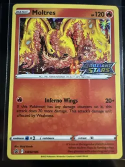 Moltres SWSH185 Stamped Brilliant Stars variant Pokemon TCG NM black star G - Image 1