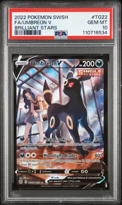 2022 POKEMON SWORD & SHIELD BRILLIANT STARS #TG22 FULL ART/UMBREON V PSA 10 - Image 1