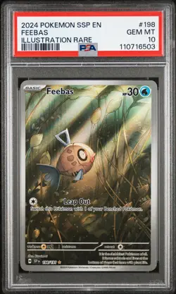 2024 POKEMON SSP EN-SURGING SPARKS ILLUSTRATION RARE #198 FEEBAS PSA 10 - Image 1