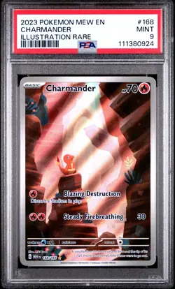 2023 POKEMON MEW EN-151 ILLUSTRATION RARE #168 CHARMANDER PSA 9 - Image 1