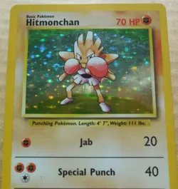Hitmonchan 7/102 Rare Holo Base Set Pokemon Scratches on Front See Pics Card MP - Image 2
