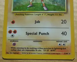 Hitmonchan 7/102 Rare Holo Base Set Pokemon Scratches on Front See Pics Card MP - Image 3