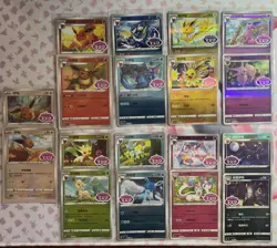Complete Eeveelution Set Gem Horizons Chinese Pokemon Stamped Cards (18 Total) - Image 1