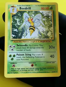 Pokemon TCG Beedrill Base Set, 17/102, Regular Card 1999-2000 Wizards Lp - Image 1
