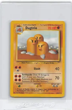 Dugtrio 19/102 - Rare - BASE SET - VINTAGE WOTC Pokemon Card -UNLIMITED - MP - Image 1