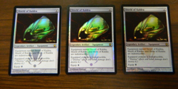 MTG Darksteel FOIL Prerelease Card Shield Of Kaldra x3 Ecellent - NM - Image 1