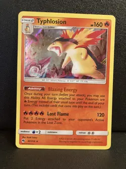 Pokemon TCG SM Lost Thunder 42/214 Typhlosion Rare Holo Card - Image 1