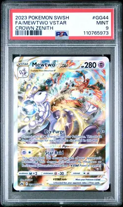 2023 POKEMON SWORD & SHIELD CROWN ZENITH #GG44 FULL ART/MEWTWO VSTAR PSA 9 - Image 1