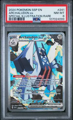 2024 POKEMON SSP EN-SURGING SPARKS SPECIAL ILLUSTRATION RARE ARCHALUDON EX PSA 8 - Image 1