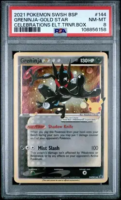 2021 POKEMON GOLD STAR GRENINJA CELEBRATIONS SWSH144 PROMO - PSA 8 - Image 1