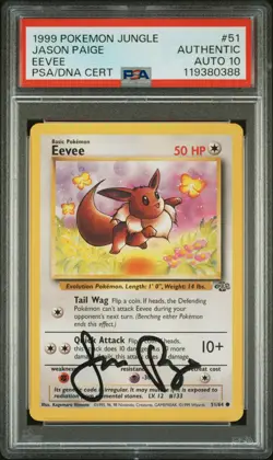 1999 POKEMON JUNGLE #51 EEVEE PSA AUTHENTIC AUTO 10 - Image 1