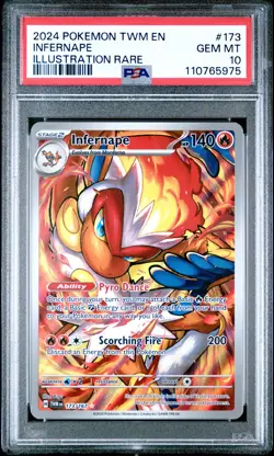 2024 POKEMON TWM EN-TWILIGHT MASQUERADE ILLUSTRATION RARE #173 INFERNAPE PSA 10 - Image 1