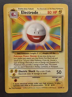 Electrode Base Set 21/102 Regular Unlimited Rare Pokemon - Image 1