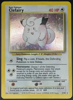Pokemon TCG Clefairy Holo Base Set WOTC 5/102 HP - Image 1