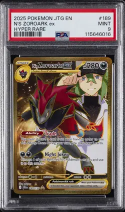 2025 POKEMON JTG EN-JOURNEY TOGETHER HYPER RARE #189 N'S ZOROARK EX PSA 9 - Image 1