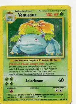 Venusaur 15/102 Base Set Holo Pokemon TCG WOTC HP Heavily Played Vintage - Image 1