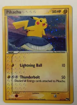 POKEMON PIKACHU INVERTED BACK ERROR POP SERIES 5 12/17 HOLO FOIL UNPLAYED - Image 1