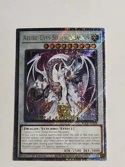 In Hand YUGIOH x1 RA04-EN208 AZURE-EYES SILVER DRAGON PLATINUM SECRET RARE 1st - Image 1