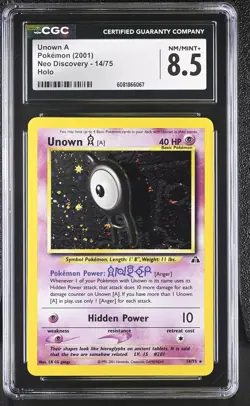 CGC 8.5 Unown A 2001 Neo Discovery 14/75 Holo Pokemon Card - Image 1