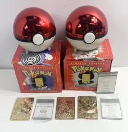 1999 Nintendo Pokemon 23K Gold Plated Cards Charizard Togepi Poliwhirl - Image 1