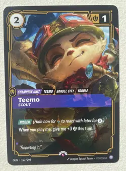 Riftbound TCG Teemo Scout Promo Card NM English 197/298 League Of Legends - Image 1