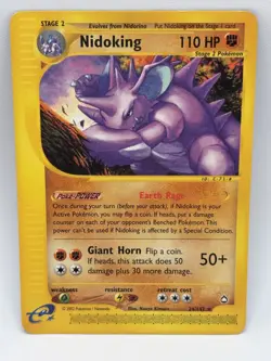 NIDOKING 24/147 Non-Holo Rare Aquapolis Pokemon Card E-Reader MP - Image 1