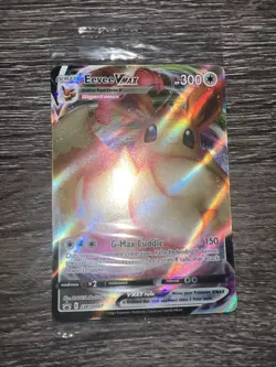 New In Sleeve Pokemon TCG Promo Eevee VMax Shining Fates Full Art Foil Card NR - Image 1