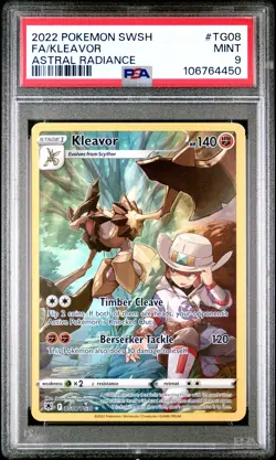 2022 POKEMON SWORD & SHIELD ASTRAL RADIANCE #TG08 FULL ART/KLEAVOR PSA 9 - Image 1