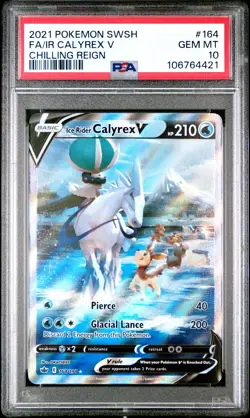 2021 POKEMON SWORD & SHIELD CHILLING REIGN FULL ART/ICE RIDER CALYREX V PSA 10 - Image 1