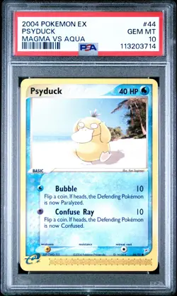 2004 POKEMON EX TEAM MAGMA VS TEAM AQUA #44 PSYDUCK PSA 10 - Image 1