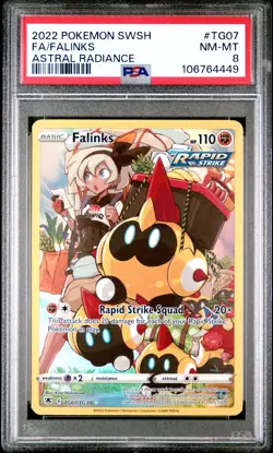 2022 POKEMON SWORD & SHIELD ASTRAL RADIANCE #TG07 FULL ART/FALINKS PSA 8 - Image 1