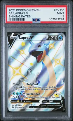 2021 POKEMON SWORD & SHIELD SHINING FATES #SV110 FULL ART/LAPRAS V PSA 9 - Image 1
