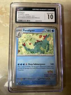 POKEMON CGC 10 GEM MINT FERALIGATR ILLUSTRATION CONTEST WINNER 2024 #213 PROMO - Image 1