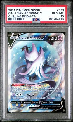 2021 POKEMON SWORD & SHIELD CHILLING REIGN FULL ART/GALARIAN ARTICUNO V PSA 10 - Image 1