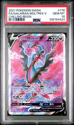 2021 POKEMON SWORD & SHIELD CHILLING REIGN FULL ART/GALARIAN MOLTRES V PSA 10 - Image 1