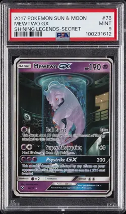 2017 POKEMON SUN & MOON SHINING LEGENDS SECRET #78 MEWTWO GX PSA 9 - Image 1