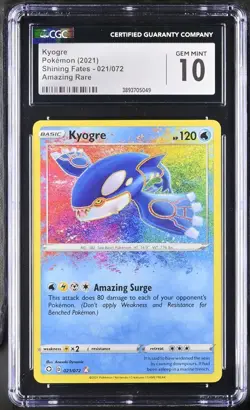 CGC 10 Gem Mint Kyogre 021/072 Pokemon Shining Fates Amazing Rare Holo (PSA) - Image 1