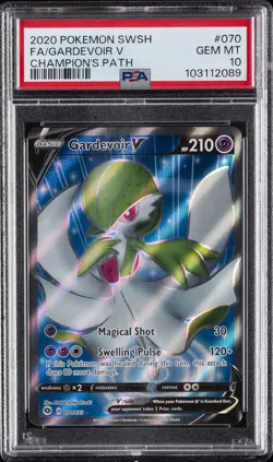 2020 POKEMON SWORD & SHIELD CHAMP'S PATH #070 FULL ART/GARDEVOIR V PSA 10 - Image 1
