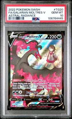 2022 POKEMON SWORD & SHIELD ASTRAL RADIANCE FULL ART/GALARIAN MOLTRES V PSA 10 - Image 1