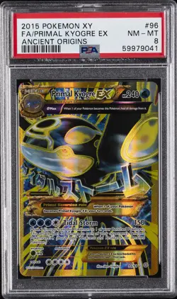 2015 POKEMON XY ANCIENT ORIGINS #96 FULL ART/PRIMAL KYOGRE EX PSA 8 - Image 1