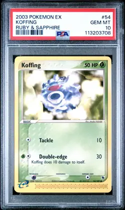 2003 POKEMON EX RUBY & SAPPHIRE #54 KOFFING PSA 10 - Image 1