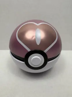 Pokemon Pokeball Love Ball Tin EMPTY Prop Display Pink Container (NO PACKS)Dents - Image 1