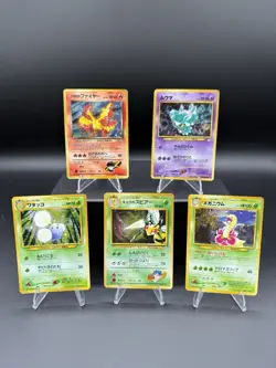 Vintage Japanese Pokemon Holo Lot Of 5 Neo, Gym, Moltres, Meganium, Misdreavus - Image 1