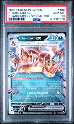 2025 POKEMON SVP EN-SV BLACK STAR PROMO #196 CHARIZARD EX PSA 10 GEM MINT - Image 1